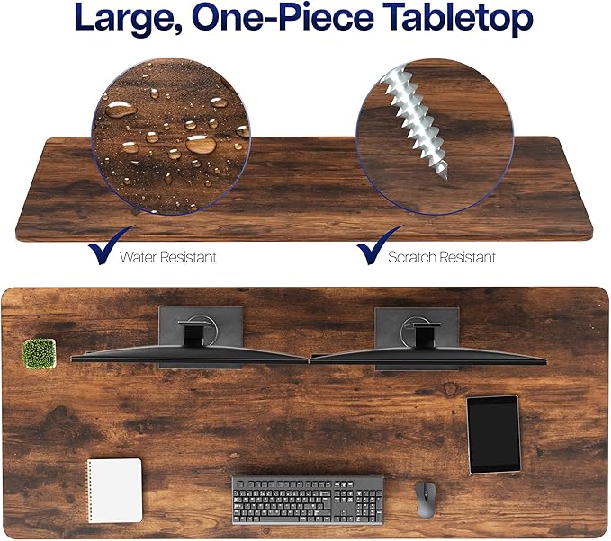 VIVO Rustic Vintage Brown Universal 71 x 30 inch Solid One-Piece Table Top for Standard and Sit to Stand Height Adjustable Home and Office Desk Frames, DESK-TOP71N