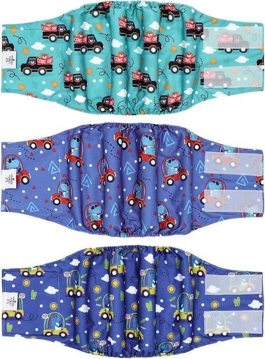 CuteBone Dog Diapers Male Belly Bands 3 Pack for Male Dogs Reusable Puppy Wraps