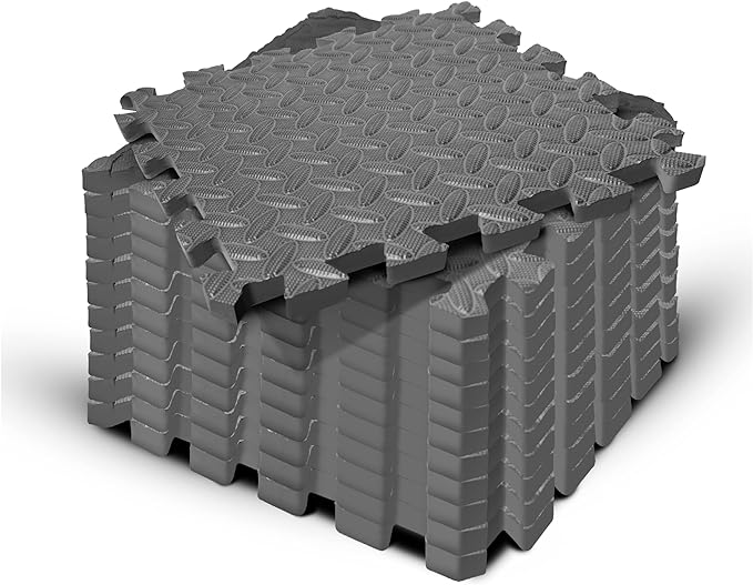 Yes4All EVA Interlocking Mats, Puzzle Floor Tiles, Foam Floor Padding with Border for Furniture, Home Space, Living Room, Garage 11 SQFT