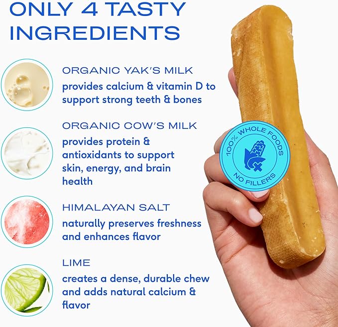 Native Pet Yak Cheese Himalayan Dog Chews - Long Lasting Dental Sticks for Small Breeds– 100% All Natural Himalayan Yak Chews for Small Dogs – Cheese Bone for Aggressive Chewers - 15 Per Pack