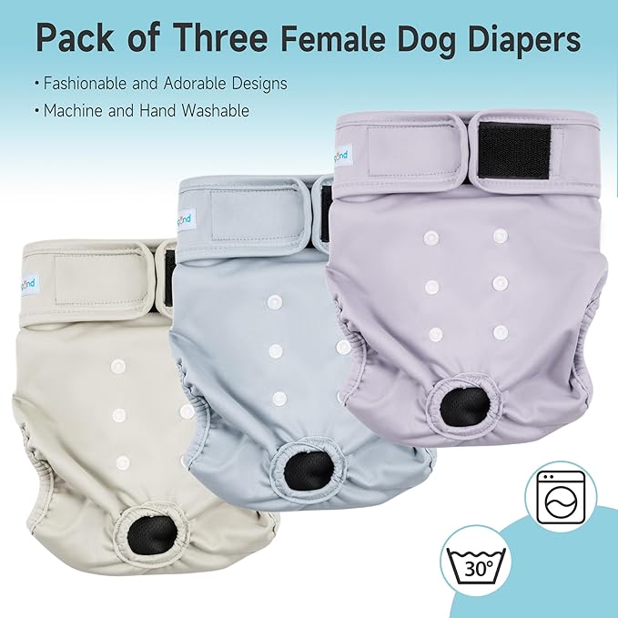 Paw Legend Washable Reusable Female Dog Period Diapers for Heat Doggie Puppy Diapers for Female Dogs (3 Pack, Large)