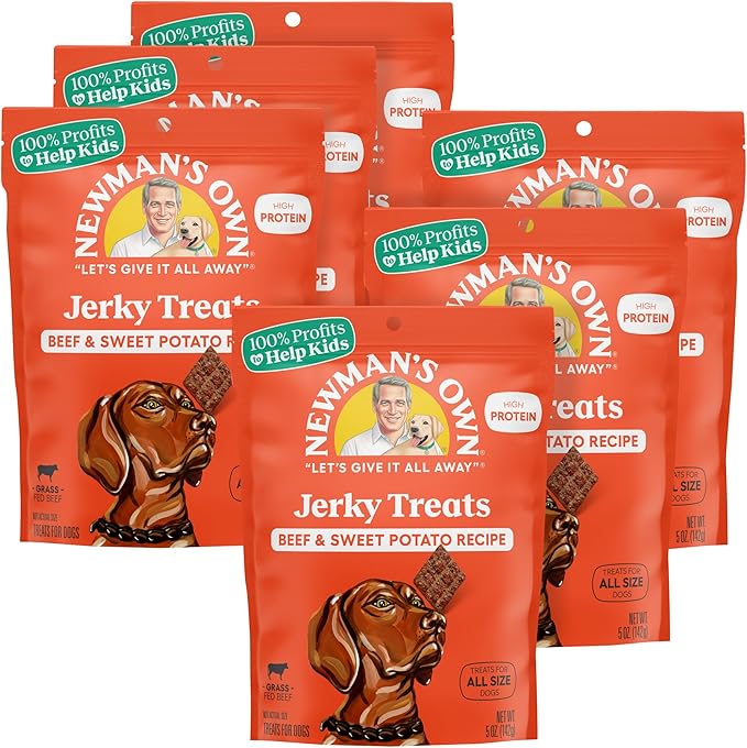 Newman's Own Jerky Treats for Dogs, 5-oz. (Pack of 6), Beef & Sweet Potato