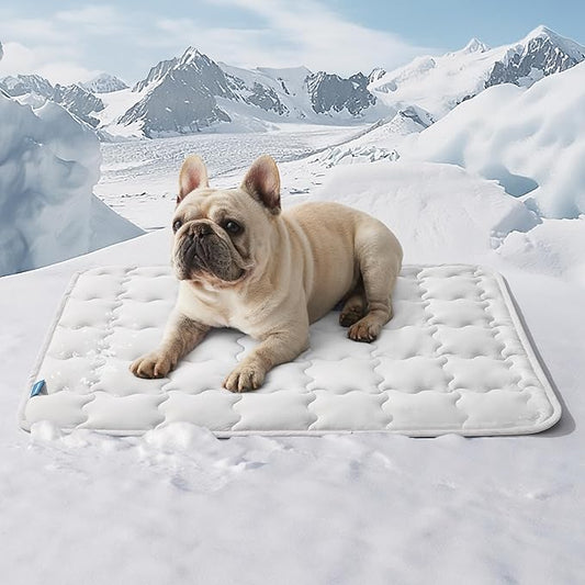 Bedsure Cooling Mat for Medium Dogs, Q-Max>0.5 Thin Breathable Cold Crate Pad for Pet, Portable Washable Kennel Bed for Summer Active Dog with Chill Cool Soothing Fabric to Rapid Cooling, 29x21, Grey