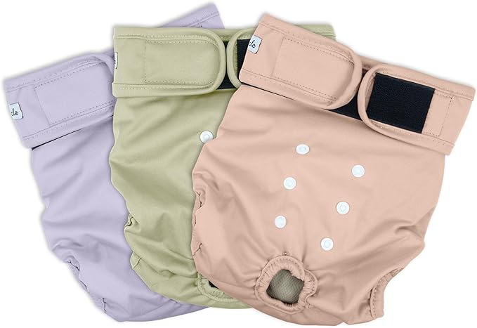 Washable Female Dog Diapers - Premium Reusable Diapers for Doggie in Heat - Highly Absorbent Dog Diapers Female for Pet Incontinence with Adjustable Snaps Pink, S