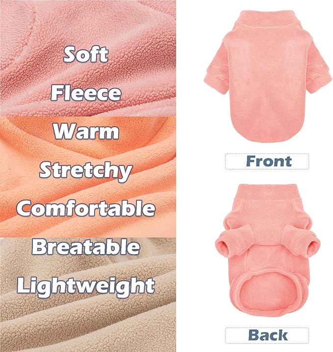 Dog Sweater, 3 Pack Dog Sweaters for Small Dogs Girl Boy, Ultra Soft Warm Puppy Clothes Dog Coat for Winter (Peach+Lt Camel+Pink, XX-Small)