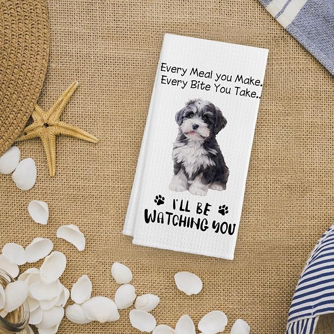 Funny Schnauzer Dog Hand Towels for Kitchen, Dog Decorative Kitchen Towels, Schnauzer Gifts for Women, Every Meal You Make Every Bite You Take Bath Decorations and Accessories, 16x24 Inches