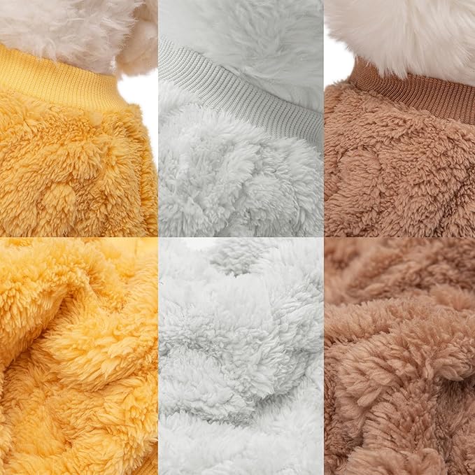 Dog Sweater, 3 Pack Dog Sweaters for Small Dogs or Cats, Girl or Boy, Warm Dog Clothes Shirt Coat for Winter Christmas (Beige, Coffee, Yellow, XX-Large)