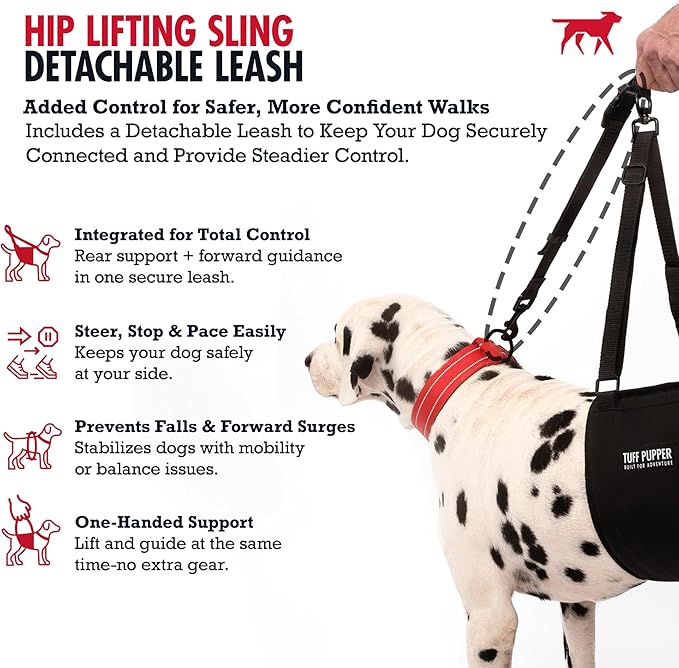 Tuff Pupper Dog Sling Hip Harness | Rear Lift Support for Senior & Injured Dogs | Adjustable Mobility Aid | Strong Padded Handle | Comfortable Design | Hip & Hind Leg Assistance (Tall, Female)