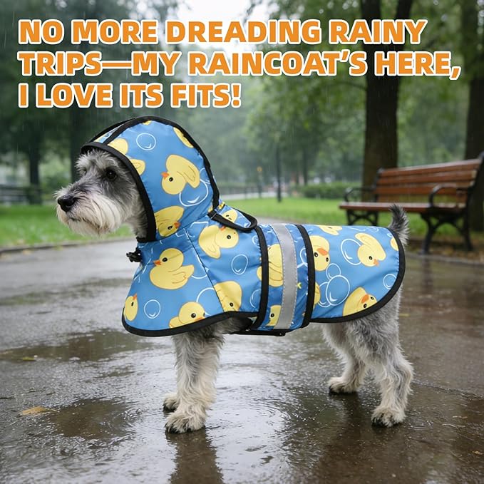 KOOLTAIL Dog Raincoat Hooded Slicker Poncho with Leash Hole, Dog Raincoat for Small Medium Dogs,Waterproof Plush Fleece Lining Pet Rain Jacket with Reflective Adjustable Strip Puppy Rainwear Blue S