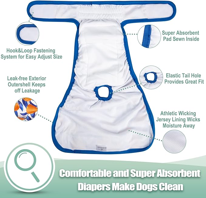 wegreeco Washable Reusable Premium Dog Diapers,Pack of 3,Small Dog Puppy & Doggy Diapers Female,Dog Period Panties Diapers Female in Heat Fruits S