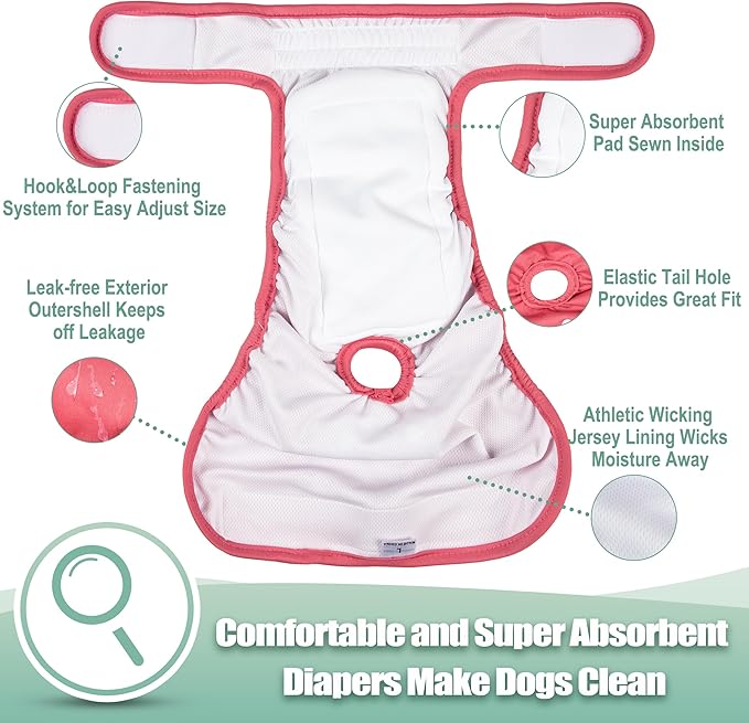 wegreeco Female Dog Diapers, Washable Reusable Pet Puppy Doggie Diapers for Small Medium Large Female Dogs in Heat Period, Doggy Period Panties X-Large