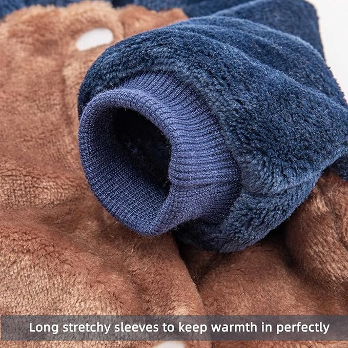FabriCastle Dog Hoodie Sweater for Small Dogs Boy and Girl, Small Dog Clothes XS XXS Puppy Sweatshirt, Pet Outfit, Cat Clothing Super Soft Warm Snap On Closure (Camel-Navy, X-Large)