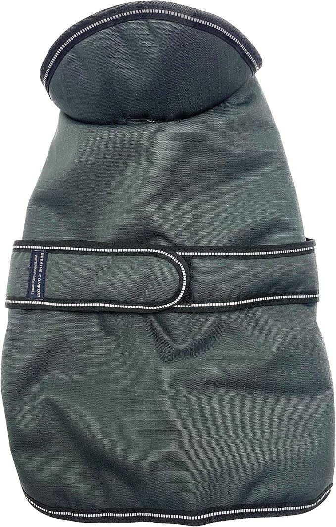 PetRageous 7303CGS Juneau Waterproof Cold Weather Dog Coat with Full Chest Coverage Leash Opening 11-Inch Long Heavyweight Jacket for Small Breeds and Puppies, Charcoal Grey