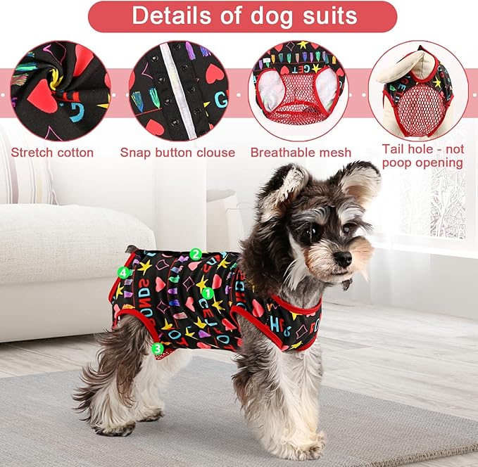 Etdane Dog Period Diapers Small Dog Period Suit Dog Sanitary Panties for Male Female Dogs Diaper Cover for Heat Black/M