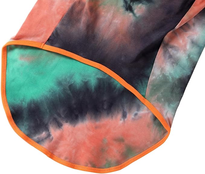 Dog Shirt Dog Vest Summer Tie Dye Dog Clothes Cool Breathable Cotton T-Shirt Medium Large Dog Boys Girls Shirt(GreenOrange, Medium)