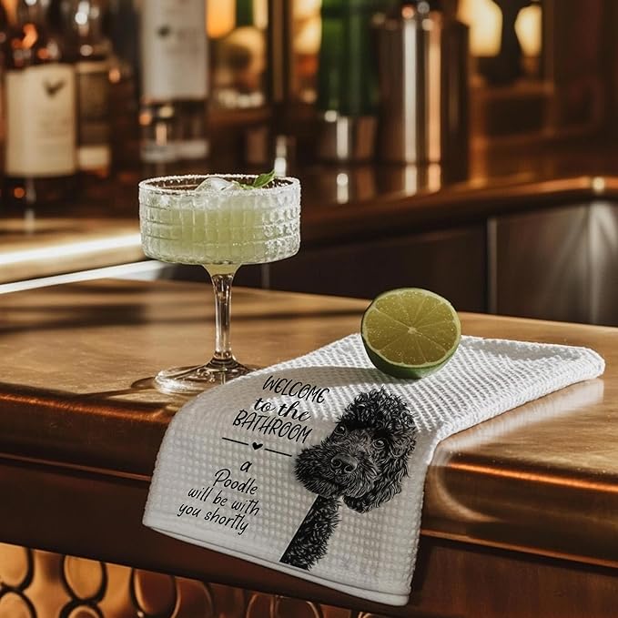 Cabana Bro Funny Poodle Bathroom Hand Towels, Black Poodle Gifts, Dog Lovers Mom Dad Gifts Decorative Hand Towels for Kids Guest Bathroom Washroom Half Bath, 16x24 Inch