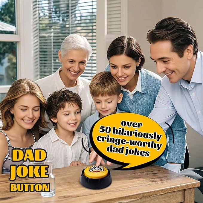 Dad Joke Button with Tons of Funny Dad Jokes, Novelty Talking Button Present-Ultimate Gift for Father's