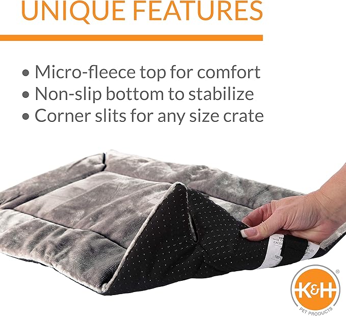 K&H Pet Products Self-Warming Dog Crate Pad, XL Self Heated Dog & Cat Bed Mat, Portable, Machine Washable, No Electric Needed, Adjustable Fit, Non-Slip Bottom - Extra-Large 48 X 32in Gray