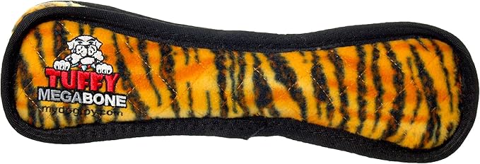 TUFFY - World's Tuffest Soft Dog Toy - MEGA - Squeakers - Multiple Layers. Made Durable, Strong & Tough. Interactive Play (Tug, Toss & Fetch). Machine Washable & Floats (Bone Tiger, Large 2 Pack)