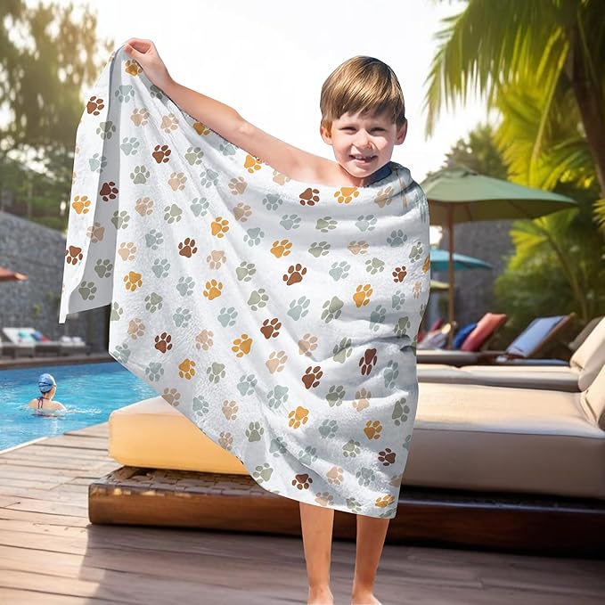 Boho Paws Dog Pet Beach Towel Gifts for Women Dog Lovers Owner, Funny Cute Quick Dry Travel Sand Free Beach Towels Oversized Decor for Bathroom Swimming Pool 30x60in
