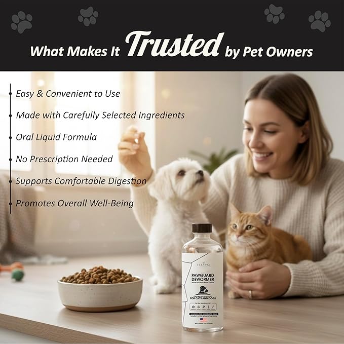 PawGuard Dewormer – Advanced Dewormer for Cats & Dogs | Safe & Effective Liquid Worm Treatment | Chicken Flavor (120ML)