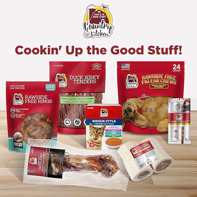 Country Kitchen Duck Jerky Tender Dog Treats, Made with Real Duck, High Protein, Low Fat, No Artificial Colors, 3 oz