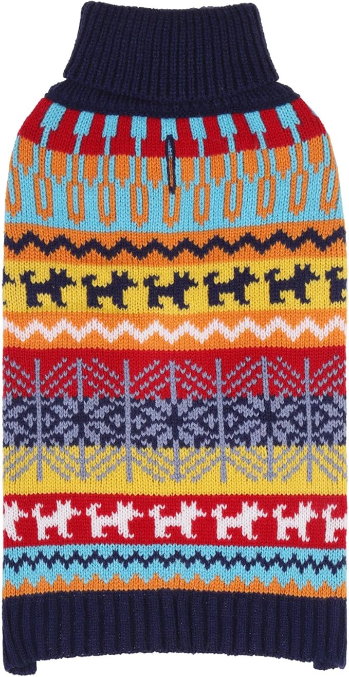 Mihachi Dog Sweater-Winter Coat Apparel Clothes with Colorful Stripes for Cold Weather, Multi-Colored Medium/Large