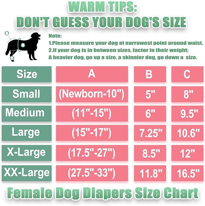 wegreeco Female Dog Diapers, Washable Reusable Pet Puppy Doggie Diapers for Small Medium Large Female Dogs in Heat Period, Doggy Period Panties X-Large