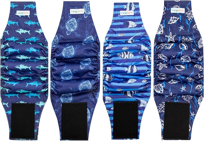 Male Dogs Diapers Belly Bands(4Pack), Washable Reusable Male Boy Doggy Wraps Panties for Doggie Puppy Pooping Potty Training Incontinence Marking Pañal para Perro XX-Large