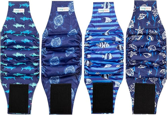 Male Dogs Diapers Belly Bands(4Pack), Washable Reusable Male Boy Doggy Wraps Panties for Doggie Puppy Pooping Potty Training Incontinence Marking Pañal para Perro XX-Large