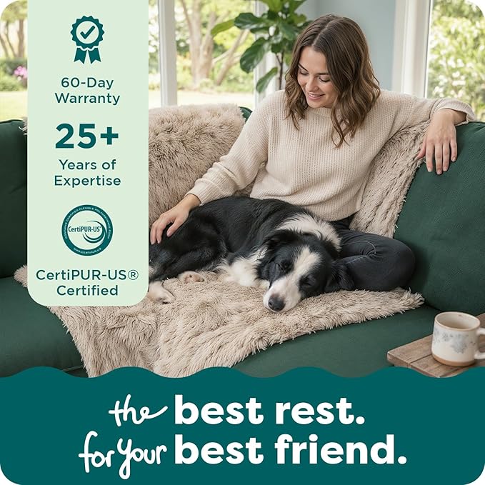 Furhaven Corner Cushion Seat Cover for Dogs & Cats, Washable, For Couches, Sectional Sofas, & L Shaped Couches - Snuggle Spot Shaggy Long Faux Fur Corner Throw - Gray, One Size
