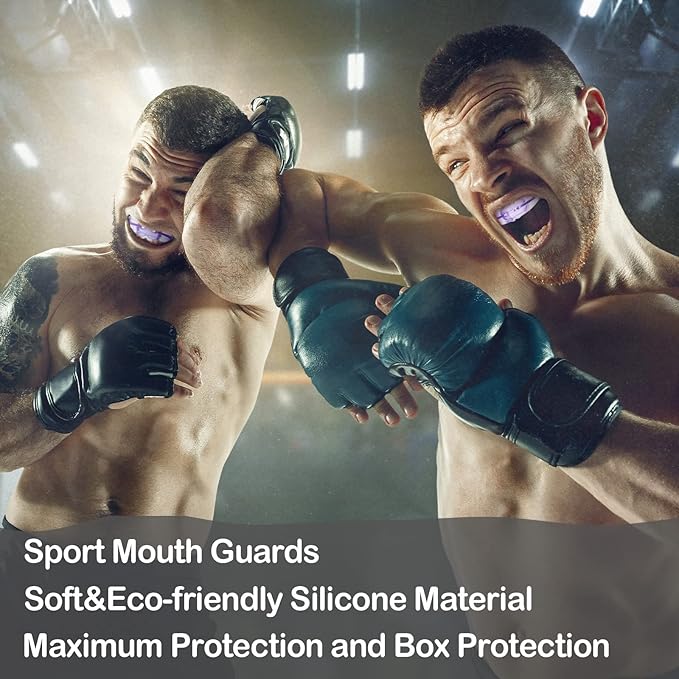 TOODOO 6 Pieces Braces Mouth Guard Kids Sports Mouth Guard for Kids Double Football Youth Mouthguards for Boxing Football Hockey Karate Basketball (Transparent Purple)