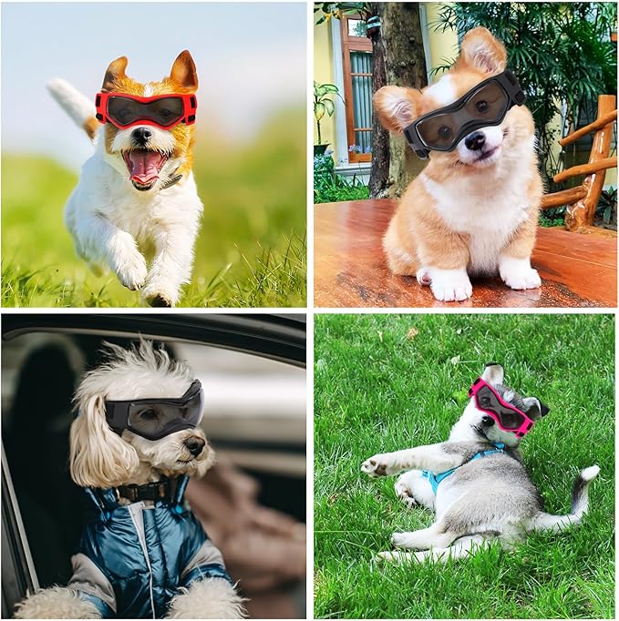 Small Dog Goggles Small Breed, Small Dog Sunglasses UV Eye Protection for Medium Breed Dogs, Doggy Goggles Puppy Eyewear Glasses Pet Sunglasses, Pink