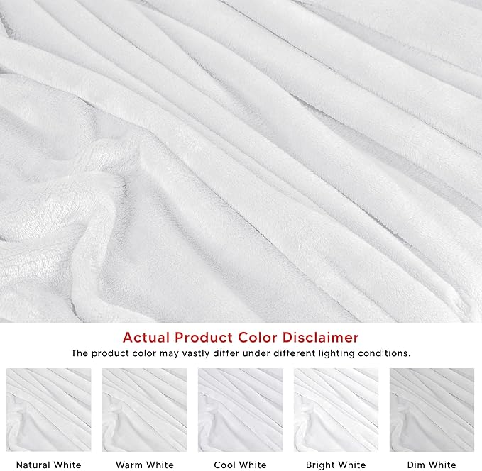 Utopia Bedding White Fleece Blanket Twin Size Lightweight Fuzzy Soft Anti-Static Microfiber Bed Blanket (60x80 Inch)