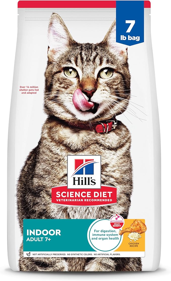 Hill's Science Diet Adult 7+ Indoor Dry Cat Food, Chicken, 7 lb. Bag