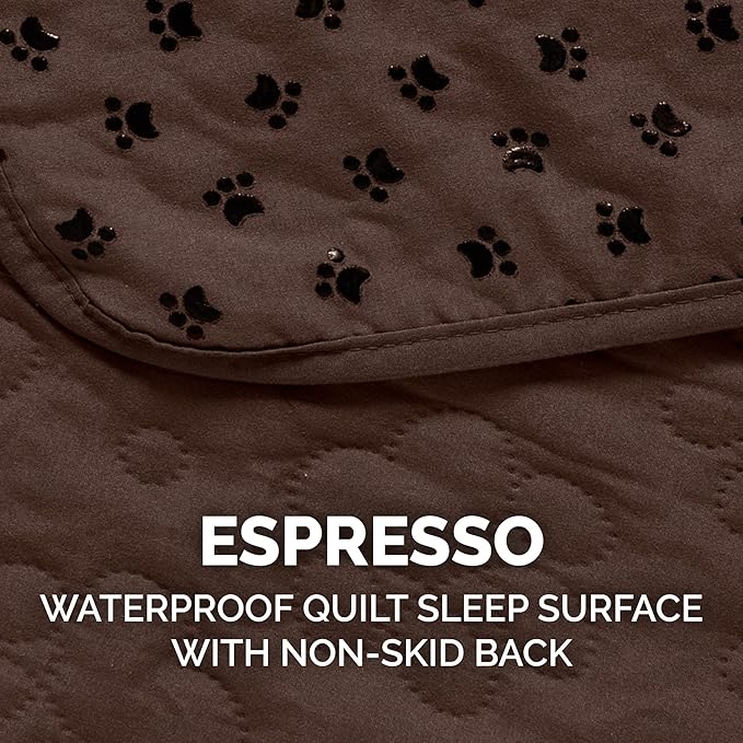 Furhaven Waterproof & Non-Slip Sofa/Couch Cover Protector for Dogs, Cats, & Children - Quilted Paw Print Living Room Furniture Cover - Espresso, Sofa
