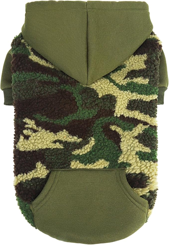 PUPTECK Dog Hoodie Puppy Sweatshirt Warm Dog Sweater Winter Clothes Cold Weather Coats for Small Medium Large Dogs, Camouflage, L
