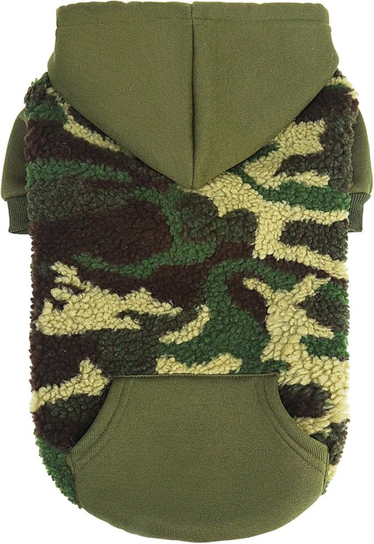 PUPTECK Dog Hoodie Puppy Sweatshirt Warm Dog Sweater Winter Clothes Cold Weather Coats for Small Medium Large Dogs, Camouflage, S/M