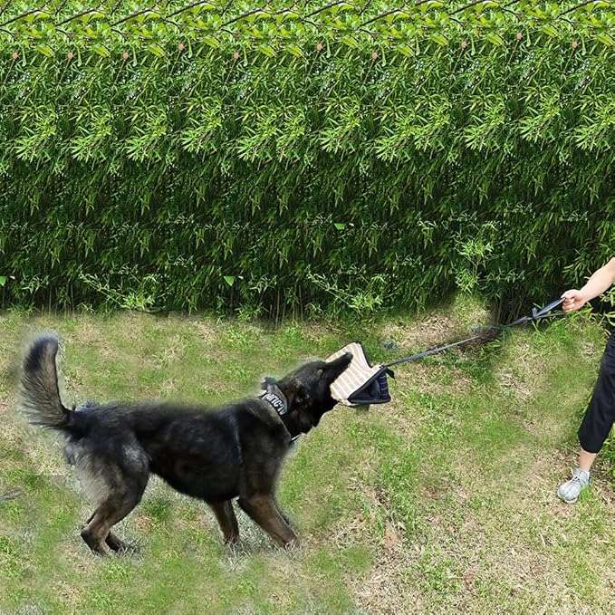 Durable Jute Dog Bite Wedge+Dog Bite Tug Toy,Dog Bite Pillow,Durable Hard Jute Fabric,Suitable for Medium to Large Dogs,Dog Toys,K9,Dog Bite Sleeves (Black)