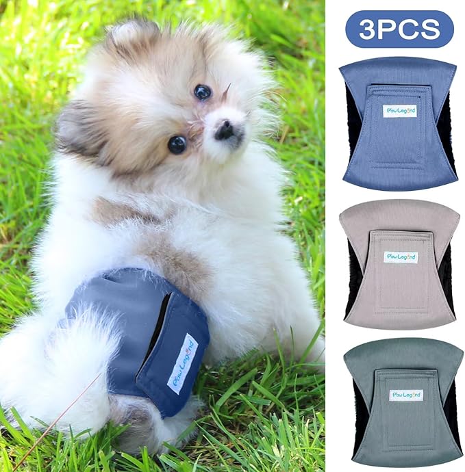 Paw Legend Washable Dogs Diapers Male Dog Belly Bands for Male Dogs Diapers Reusable Puppy & Doggie Diapers Male (3 Pack, X-Large)