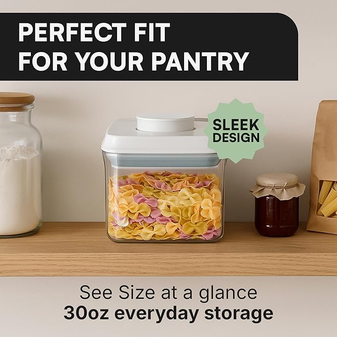 Bop Top Airtight Food Storage Containers with Lid 30 oz | Kitchen Canister Sets | Air Tight Pantry Container | Pop Top Dry Food Storage Containers for Snacks, Sugar, Flour, Baking, Cereal, Pasta