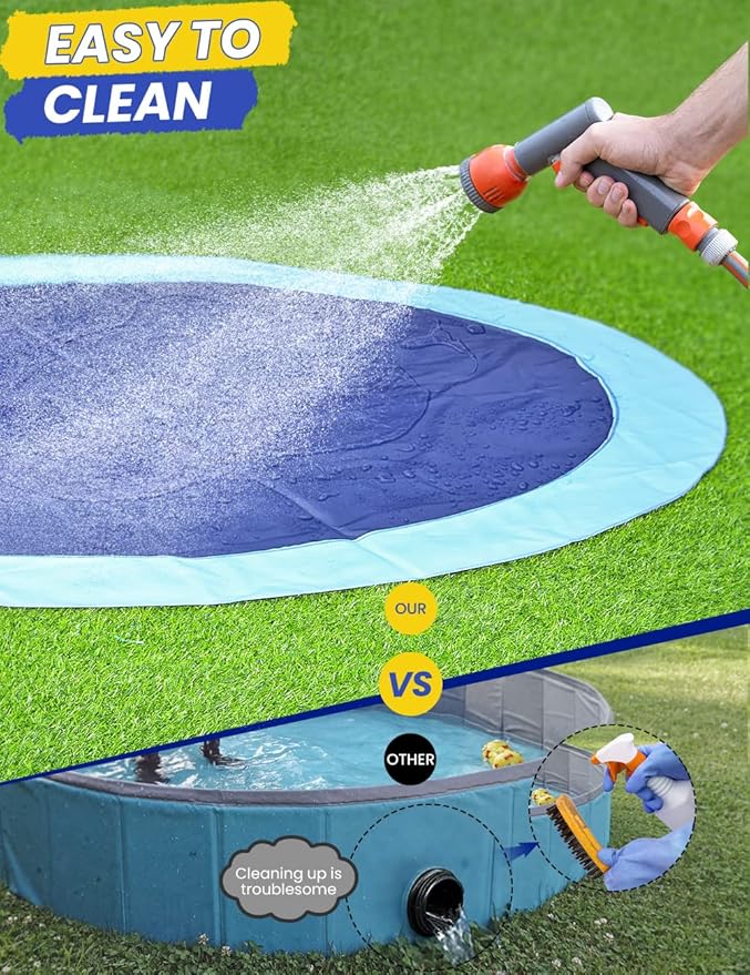 Splash Pad Non-Slip Dogs Cool Sprinkler Pool Extra Large Splash Pads for Kids Dog Baby Wading Pool Summer Outdoor Play Water Fun Toy Gift Easy to Use/Clean 67 inch