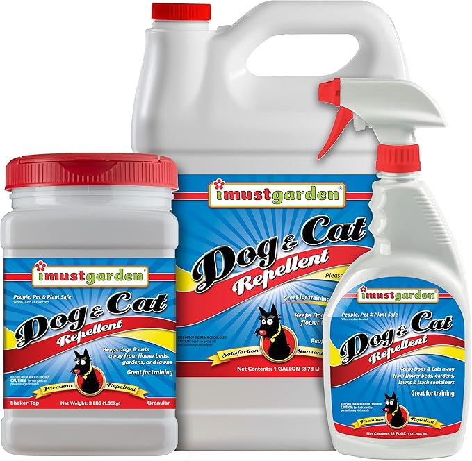 IMUSTGARDEN Dog and Cat Repellent: All Natural Spray to Stop Chewing and Repel from Yards, Plants, and Gardens – 1 Gallon Ready-to-Use