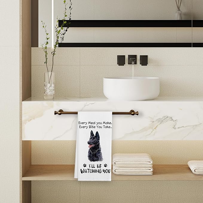 Every Meal You Make Every Bite You Take Kitchen Towels, Dog Funny Hand Towels, Dogs Lovers Gifts for Women, German Shepherd Bath Decorations Decor and Accessories, 16x24 Inches