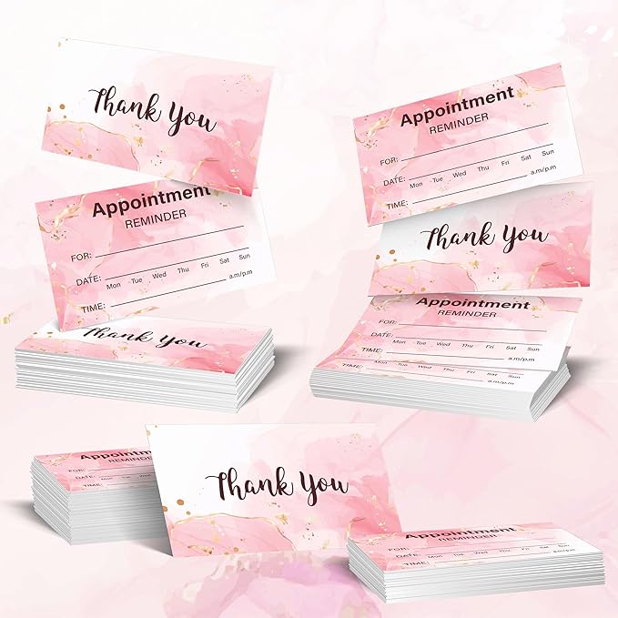 240PCS Appointment reminder cards Pink ink style for Business Hair Salon Dental Office Nail Spa Massage Dog Grooming Restaurant Supplies 3.54x2inch