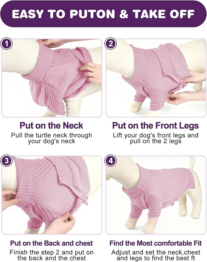 Dog Sweaters for Small Medium Large Dog, Classic Turtleneck Pet Clothes Warm Thermal Doggy Winter Coat, Thick Double Knitting Collar Pullover Cold Weather Puppy Jacket for Indoor & Outdoor Wear