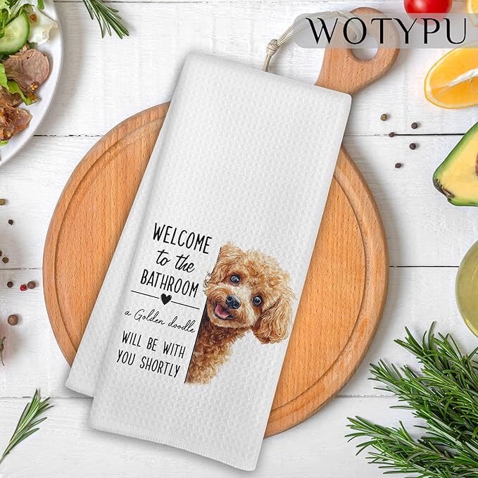 Goldendoodle Gifts Bathroom Hand Towels, Gifts for Dog Lovers, Funny Goldendoodle Bathroom Decorative Hand Towels for Guest Bath Room Washroom Half Bath, 16x24 Inch