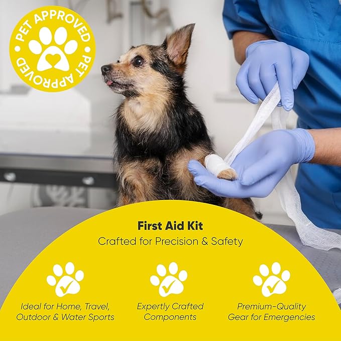 Dog First Aid Kit – Essential Items Pet Emergency Kit Accessories for Car, Travel, Hunting, Hiking & Camping Gear with Mini Pouch for Home, Office & Outdoor Adventures