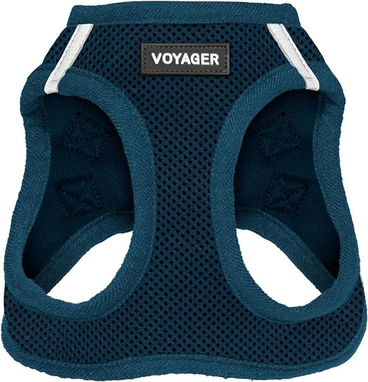 Best Pet Supplies Voyager Step-in Air Harness - All Weather Mesh, Reflective, No Pull Harness for Dogs, Cats - Secure with Hook & Loop Fastener, Buckle, Double D-Rings - Blue, M