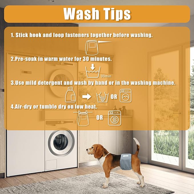 Teamoy Reusable Wrap Diapers for Male Dogs, Washable Puppy Belly Band Pack of 3 (L2, 20"-24" Waist, Black+ Gray+ Lake Blue)